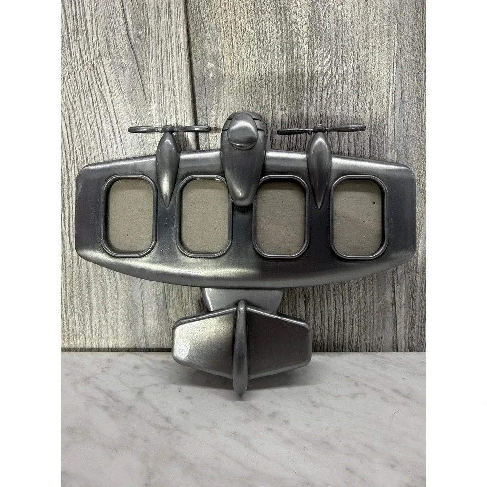 Malden Airplane Picture Frame Silver Metallic 4 Opening Aviation Decor 485-40